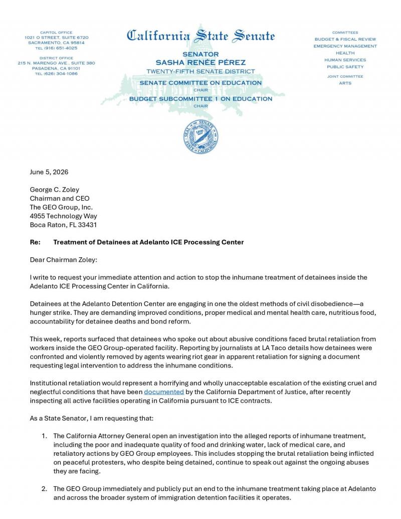 Typed letter on white paper
