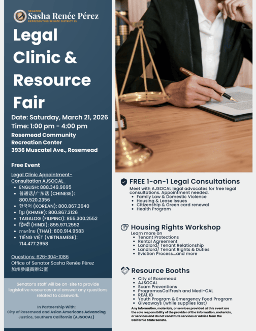 Legal Clinic &amp; Resource Fair English Flyer